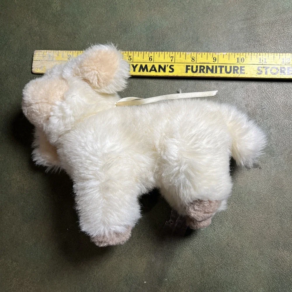 Vtg Baby Gund Kindergund Plush Ivory Lamb Bell Rattle 1988 Stuffed Toy